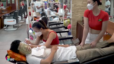 Bring the freedom of mind with a massage in the barber shop with young girls (no haircut)