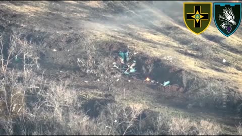 WAR IN UKRAINE: Ukrainian Artillery Blasts Russian Dugout Forcing Surviving Soldiers To Flee