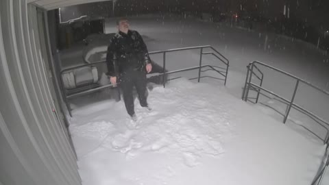ICE MAN: Police Officer From The USA Gets Snow Dumped On Head After Leaving Precinct