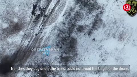 Russians who were targeted in open area looking for a place to hide among trees