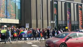 Drag queen storytime protesters are met with counter protesters outside the National Arts Centre