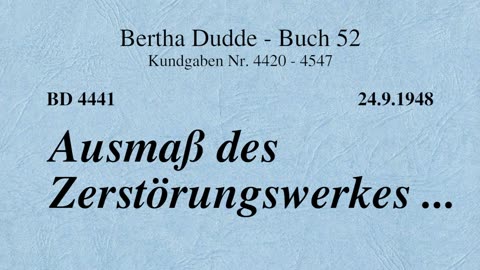 BD 4441 - AUSMAß DES ZERSTÖRUNGSWERKES ....