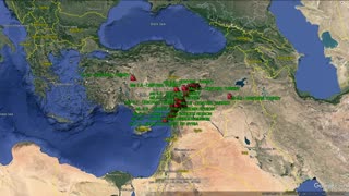 TURKEY Earthquake epicenter Feb 6-7 2023 - reported 5.0 Magnitude and above.