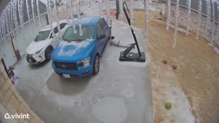 Woman Slips in Driveway After Winter Storm in Texas
