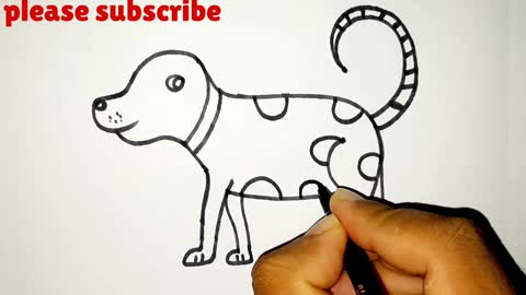 How To Draw A Dog From 4 Dots l Drawing Pictures l Dots Drawing l Number Drawing l Dog Drawing Easy