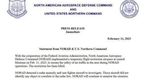 UPDATE - NORAD "detected a radar anomaly [over Montana]