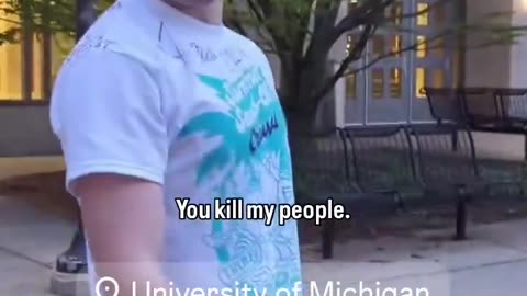 University of Michigan student stands up to a pro-Palestinian protestor