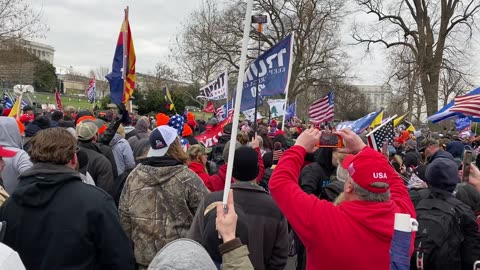 Ukrainian Orange Hats Milling About Waiting For Joe Biggs Proud Boys To Storm Gate