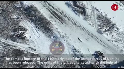 Russians advancing on snowy road encounter a drone - "They run and hide under bridge"