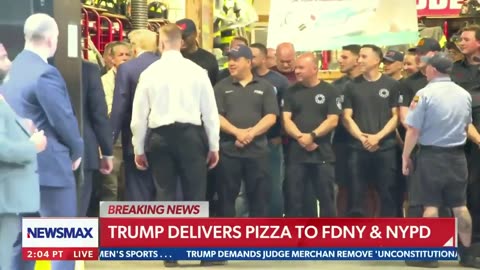 After spending all day in court Trump brings pizza to the FDNY and NYPD, this is