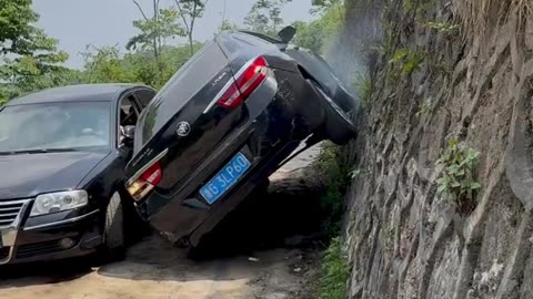 Ultra pro heavy driver crossing on narrow road