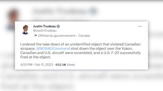 Trudeau confirms that U.S. forces shot down ‘unidentified object’ over Canadian airspace