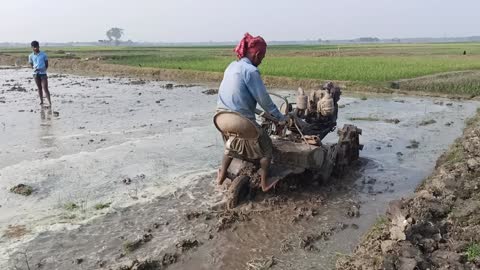 Tractor video cultivation process in village