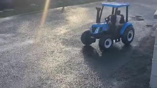 Farm Dog Takes a Ride in RC Tractor