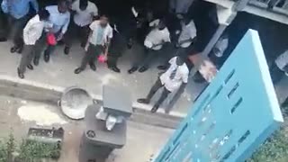 Alexandra High School students throwing away food