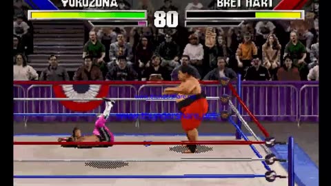 Yokozuna vs Bret Hart double perfect 2k23 old players in the ring