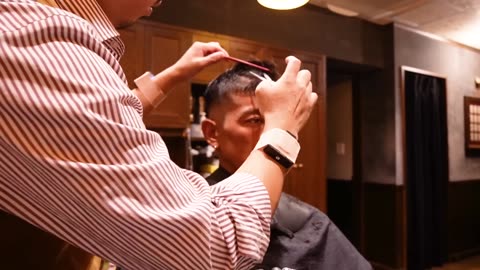 ASMR Beautiful Skin Fade hair cut, Detailed and Blurry | Barber shop in Japan