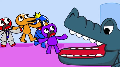 Rainbow Friends play Crocodile Dentist in The Backrooms _ Roblox Rainbow Friends Animation