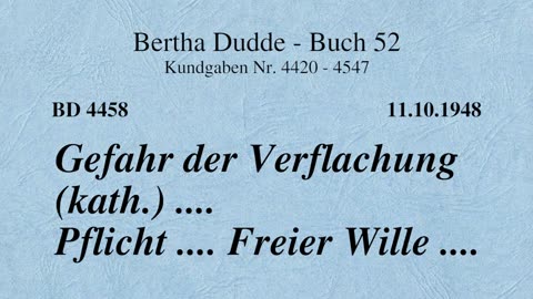 BD 4458 - GEFAHR DER VERFLACHUNG (KATH.) .... PFLICHT .... FREIER WILLE ....