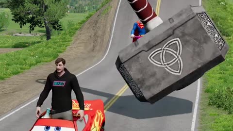 Crazy Cars Crossing Down of Spinning Thor's Hammer