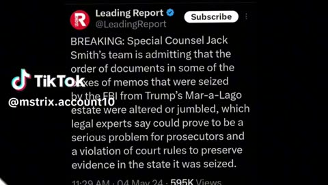 Breaking‼️Special Council Jack Smith Team Admitting That Boxes Of Documents Seized At Trump’s Mar-a-Lago Estate Were Altered & Jumbled With !