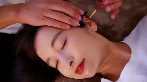 ASMR Fall asleep with ear cleaning and earlobe massage