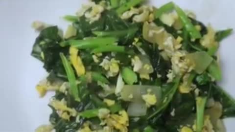 stir-fried mustard greens scrambled eggs