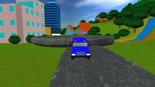Bus warna biru animasi pelajaran