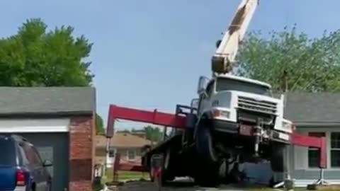 Funny people, crazy video of what happens when you miscalculate the load for the crane