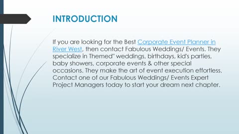 Best Corporate Event Planner in River West