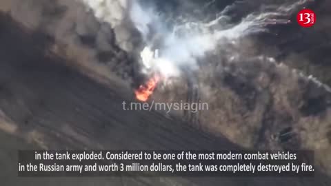 Modern Russian T72B3 tank full of ammunition and worth 3 million dollars shot down – strong blast