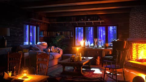 Calming Winter Blizzard A Crackling Fireplace for Study and Relaxation