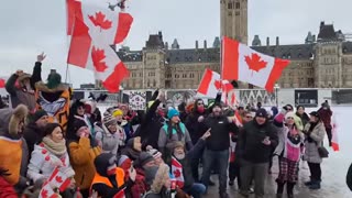 Parliament Hill Freedom Convoy Anniversary Chant! FREEDOM.