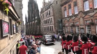 March to Scottish Parliament, Escorting the Crown - Scots Guards, Edinburgh, 2019.