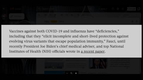 Fauci -- Covid & Flu "Vaccines" Don't Work Well