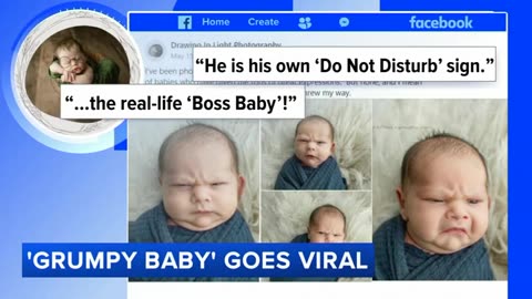 Grumpy baby photoshoot goes viral Abc News