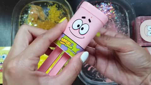 Spongebob VS patrickstar Slime Mixing Random into Slime Satisfying Slime video Asmr mp4