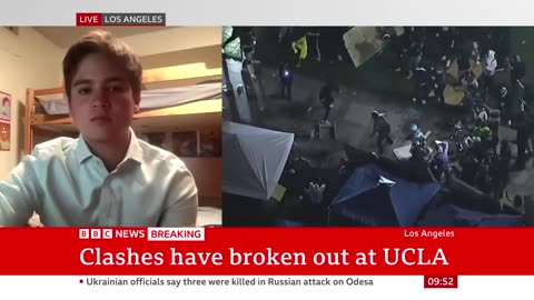 UCLA: California university calls in police after'violence' at pro-Palestinian protest | BBC News