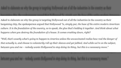 PLEASE DO STRIKE. CELEBRITIES CALL FOR 'TOTAL HOLLYWOOD STRIKE' UNTIL EVERY LAST PERSON GETS VAXXED