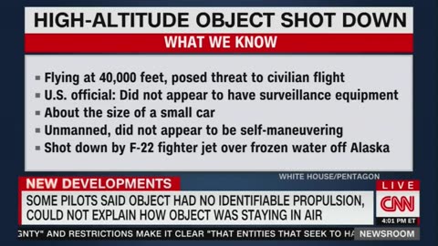 CNN reporting UFO shot down over Alaska may have been an alien spacecraft