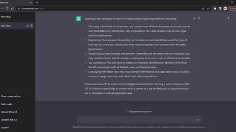 How ChatGPT helps opening a new company in US