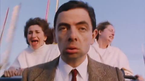 Mr. Bean is trying to dive!