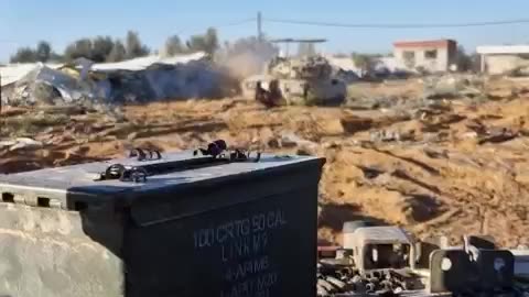 Israeli tank shoots at a target that causes massive explosion.