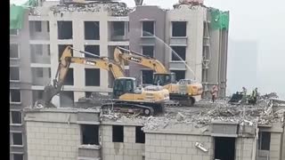 It's extraordinary that heavy equipment can reach the top of tall buildings