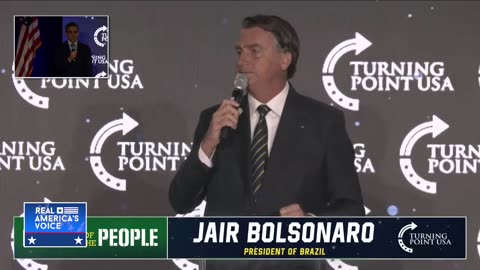 Former Brazilian President Jair Bolsonaro greeted by cheering crowd at TPUSA event