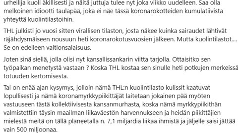 Tämä viesti on nyt tarkoitettu jollekin Suomen THL:n työntekijälle.