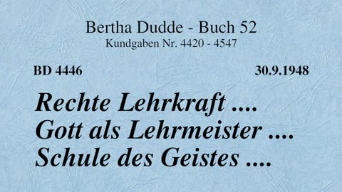 BD 4446 - RECHTE LEHRKRAFT .... GOTT ALS LEHRMEISTER .... SCHULE DES GEISTES ....