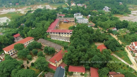 Toàn cảnh xã Tam Sơn, huyện Cẩm Khê, tỉnh Phú Thọ nhìn từ trên cao