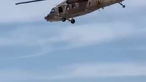 Israeli military helicopter transferring wounded in the north