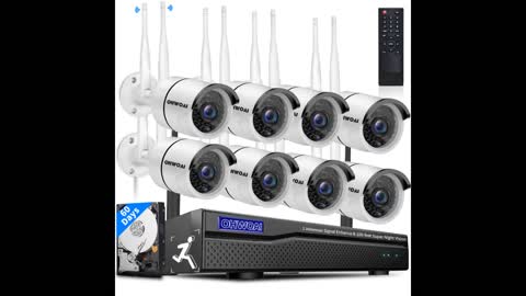 OHWOAI 【2021 New】 Security Camera System Wireless, 4TB Hard Drive Pre-Install 8 Channel 1080P...